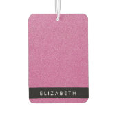 ピンクのグリッター、グリッターの背景、名前 カーエアーフレッシュナー (裏面)