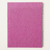 ピンクのグリッター、グリッターの背景、名前 プランナー手帳 (裏面)