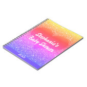 ピンクのグリッター ハート モノグラム ベビーシャワー ギフト お祝い品 ノートブック (左側)