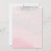 ピンクのグリッター バレエシューズ & チュチュ 誕生日パーティー 招待状 (裏面)