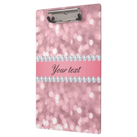 ピンクのグリッター《写真》ぼけ味とダパーソナライズされたイヤ クリップボード (左)
