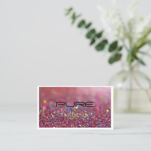 ピンクのグリッター 名刺 (スタンド正面)