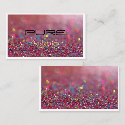 ピンクのグリッター 名刺 (正面/裏面)