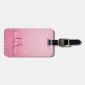 ピンクのグリッター(名前とイニシャル) - ラゲッジタグ (正面横)