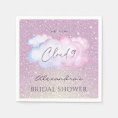 ピンクのグリッター 彼女は雲の上にいる ブライダルシャワー スタンダードカクテルナプキン (正面)