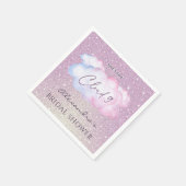 ピンクのグリッター 彼女は雲の上にいる ブライダルシャワー スタンダードカクテルナプキン (角)