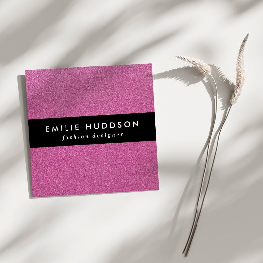 ピンクのグリッター、輝き、グリッター背景 スクエア名刺