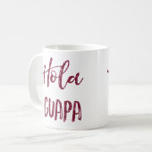 ピンクのグリッターHola Guapa コーヒーマグカップ (正面左)