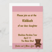 ピンクのグリッド赤ちゃんシャワーの招待状 招待状 (正面/裏面)