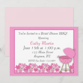 ピンクのグリル BBQ シャワーの招待状 招待状 (正面/裏面)