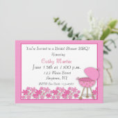 ピンクのグリルBBQのシャワーの招待状 招待状 (スタンド正面)