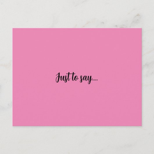 ピンクのグリーティングカードを言うためのはがき ポストカード (正面)