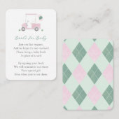 ピンクのグリーンゴルフカート赤ちゃんシャワーが本をもたらす エンクロージャーカード (正面/裏面)