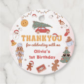 ピンクのグルービークリスマスサンキューメッセージカード フェイバータグ (正面)