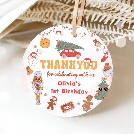 ピンクのグルービークリスマスサンキューメッセージカード フェイバータグ