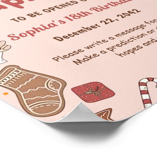 ピンクのグルービーヒッピーのクリスマスサンタタイムカプセル ポスター (角)