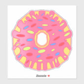 ピンクのグレーズドナット シール (シート)