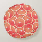 ピンクのグレープフルーツのスライス ラウンドクッション (裏面)