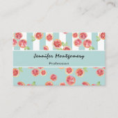 ピンクのグレープフルーツのパターストライプン 名刺 (正面)