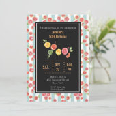 ピンクのグレープフルーツをグリーンストライプパーティー招待状 招待状 (スタンド正面)