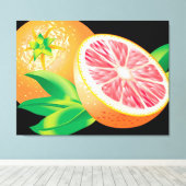 ピンクのグレープフルーツ キャンバスプリント (インサイチュ (ウッドフロア))
