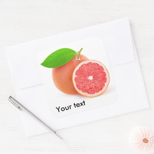 ピンクのグレープフルーツ スクエアシール (封筒)