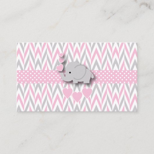 ピンクのグレー象の赤ちゃんシャワーブックリクエスト2 エンクロージャーカード (正面)