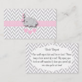 ピンクのグレー象の赤ちゃんシャワーブックリクエスト エンクロージャーカード (正面/裏面)