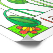 ピンクのケシの花ガーデンバードバス ポスター (角)