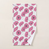 ピンクのケシの花タオルセット バスタオルセット (ハンドタオル)