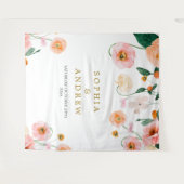 ピンクのケシの花結婚のタペストリー タペストリー (正面(横))