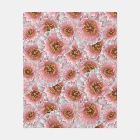 ピンクのケシ フリースブランケット (正面)