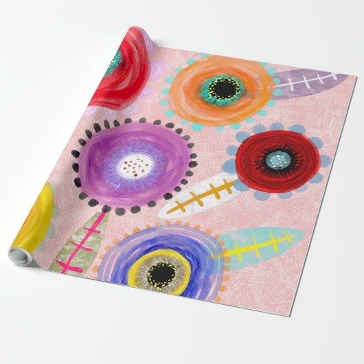 ピンクのケシ ラッピングペーパー (アンロールド)