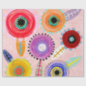 ピンクのケシ ラッピングペーパー (フラット)