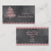 ピンクのケーキが付いている黒板のベーカリーの名刺 名刺 (正面/裏面)