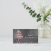 ピンクのケーキが付いている黒板のベーカリーの名刺 名刺 (スタンド正面)