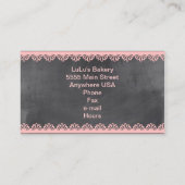 ピンクのケーキが付いている黒板のベーカリーの名刺 名刺 (裏面)