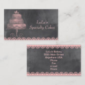 ピンクのケーキが付いている黒板のベーカリーの名刺 名刺 (正面/裏面)