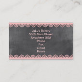 ピンクのケーキが付いている黒板のベーカリーの名刺 名刺 (裏面)