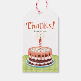 ピンクのケーキにキャンドル１本 ギフトタグ