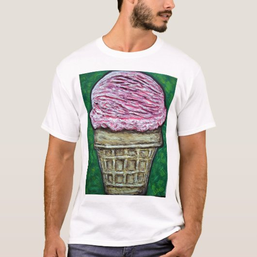 ピンクのケーキの円錐形 Tシャツ (正面)