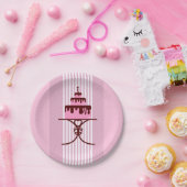 ピンクのケーキの午後または朝の紅茶パーティー ペーパープレート (パーティー)