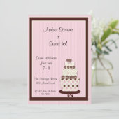 ピンクのケーキの招待状 招待状 (スタンド正面)