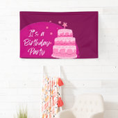 ピンクのケーキの誕生日パーティー 横断幕 (インサイチュ)