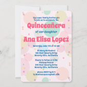 ピンクのケーキバブル ウィムジカル キンセアニェーラ カスタム 招待状 (裏面)