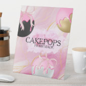 ピンクのケーキポップベーカリーのお菓子 台座サイン (インサイチュ)