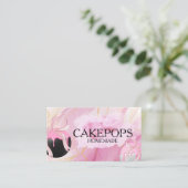 ピンクのケーキポップベーカリーのお菓子 名刺 (スタンド正面)