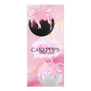 ピンクのケーキポップベーカリートリートメント ラックカード