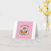 ピンクのケーキ食べケーキよ!二つ折りグリーティングカード カード (黄色い花)