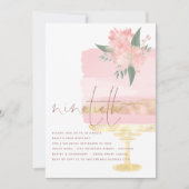 ピンクのケーキ 90歳の誕生日パーティー招待状 招待状 (正面)